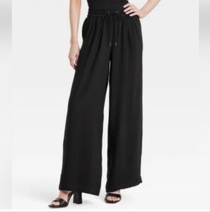 Women's High-Rise Modern Gauze Wide Leg Pull-On Pants - A New Day Black XXL